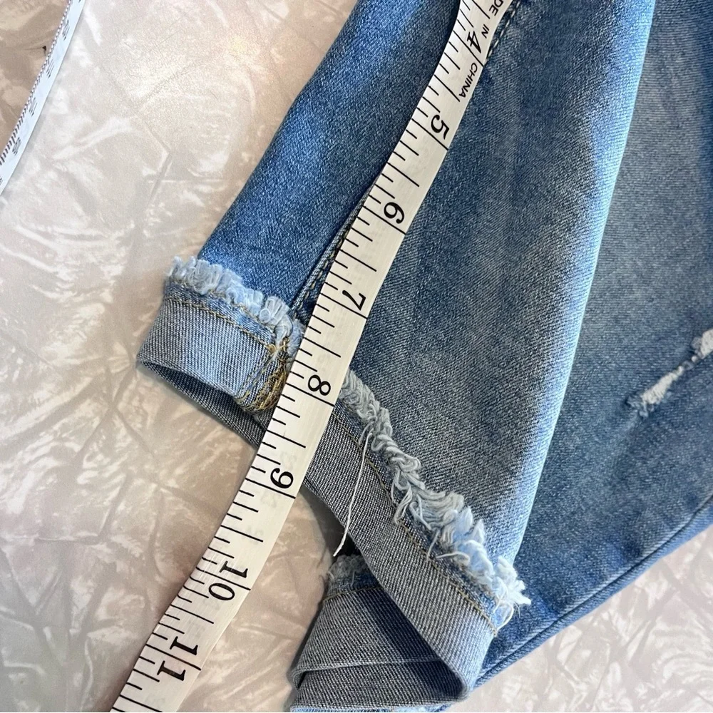 girls justice size 12 plus jean shorts 8.5in inseam summer cuffed hem‎ med wash